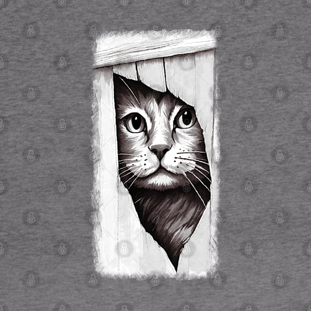 Hello - Cat looking through fence by Off the Page